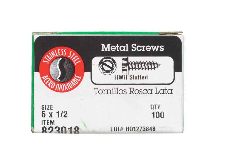 HILLMAN No. 6 Ga. X 1/2 in. L Slotted Hex Washer Head Sheet Metal Screws 100 pk - Image 2