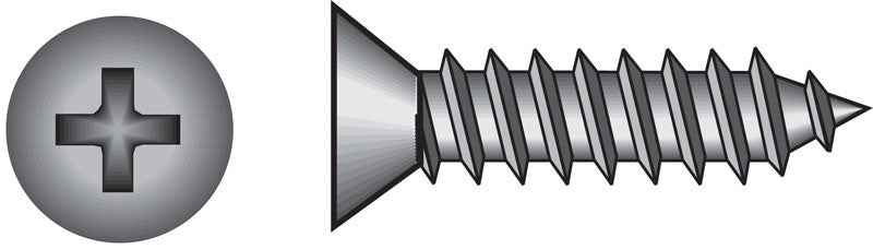 HILLMAN No. 6 Ga. X 0.5 in. L Phillips Flat Head Sheet Metal Screws 100 pk