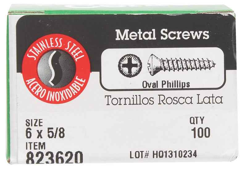 HILLMAN No. 6 Ga. X 5/8 in. L Phillips Flat Head Sheet Metal Screws 100 pk - Image 2