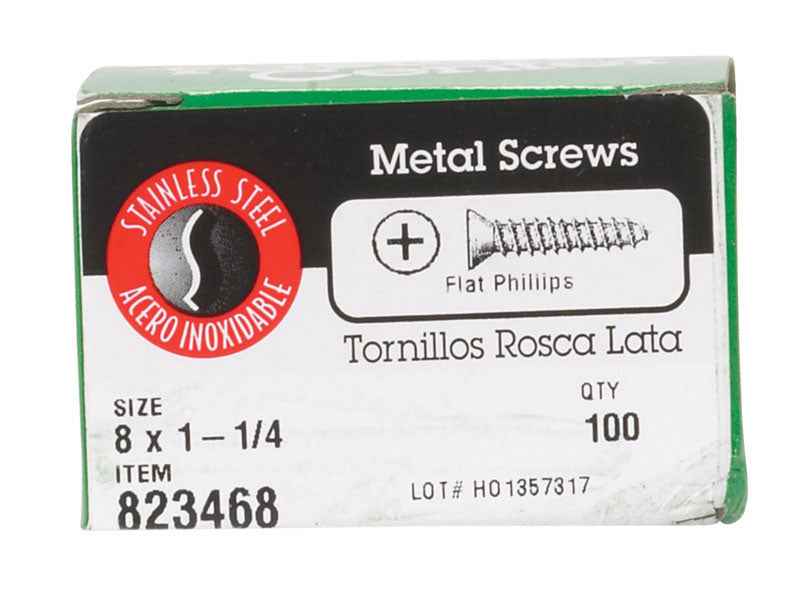Hillman No. 8 X 1-1/4 in. L Phillips Flat Head Sheet Metal Screws 100 pk - Image 2
