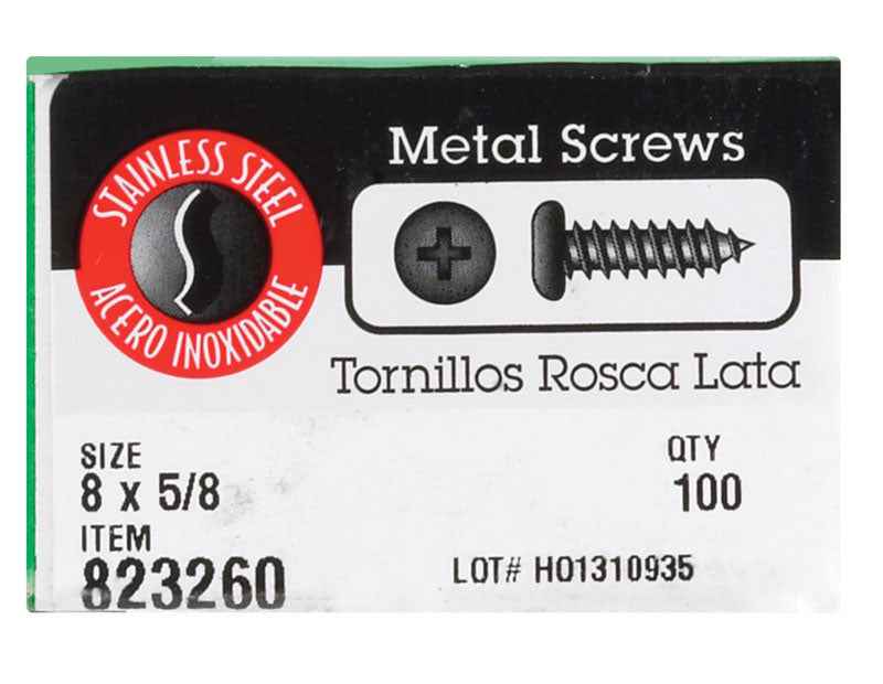 HILLMAN No. 8 Ga. X 5/8 in. L Phillips Pan Head Sheet Metal Screws 100 pk - Image 2