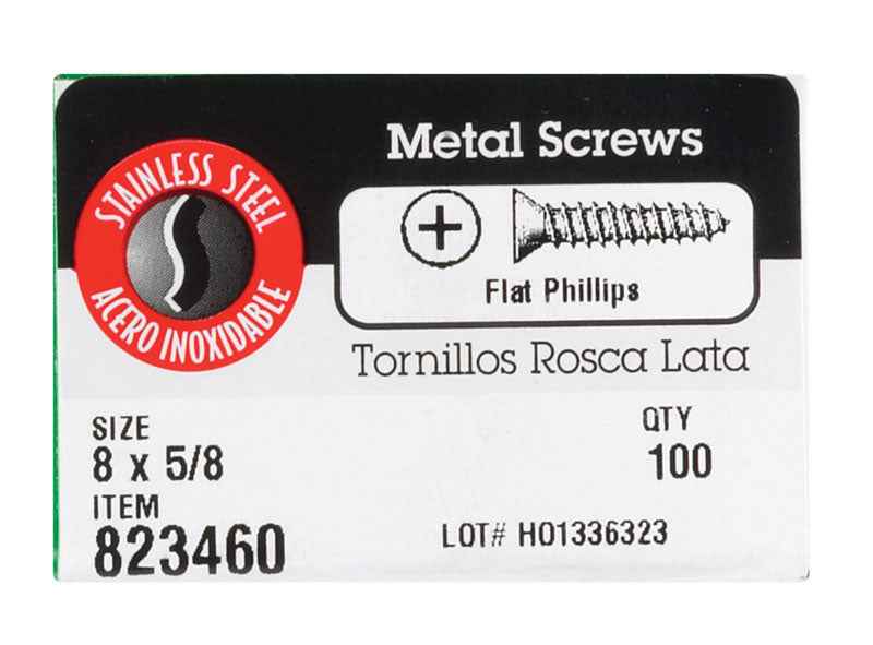 HILLMAN No. 8 in. X 5/8 in. L Phillips Flat Head Sheet Metal Screws 100 pk - Image 2