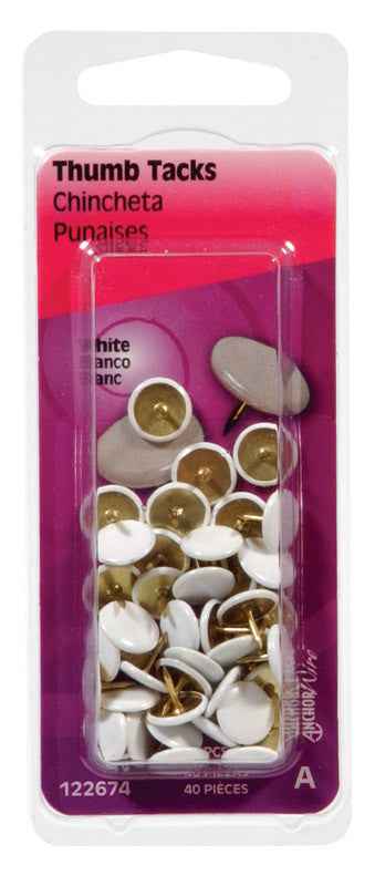 Hillman White Push Pins 40 pk (Pack of 6) - Image 4