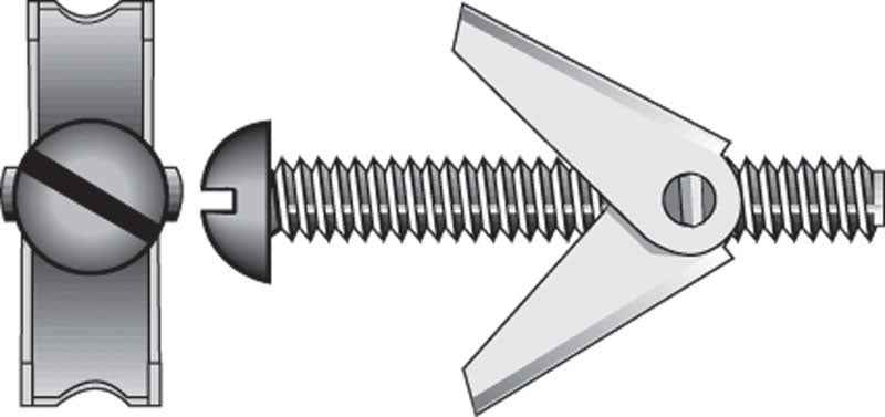 Hillman 1/8 in. Dia. x 3 in. L Round Steel Toggle Bolt 15 pk (Pack of 5) - Image 2