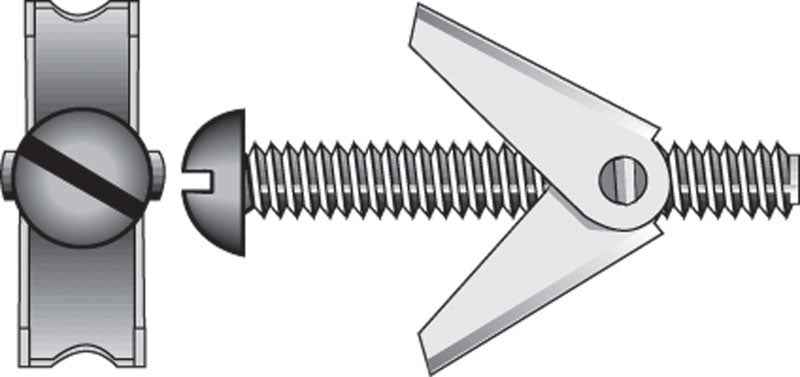 Hillman 1/4 in. Dia. x 3 in. L Round Steel Toggle Bolt 2 pk (Pack of 10) - Image 2