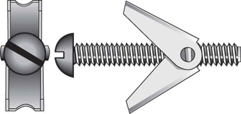 Hillman 1/4 in. Dia. x 4 in. L Round Steel Toggle Bolt 2 pk (Pack of 6) - Image 2