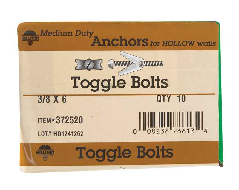 HILLMAN 3/8 in. D X 6 in. L Round Steel Toggle Bolt 1 pk