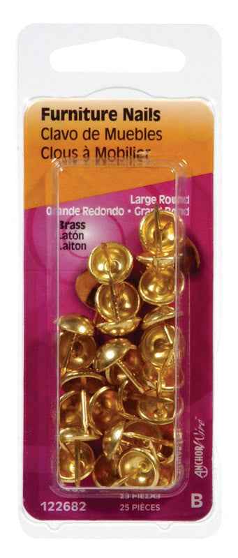Hillman Large Brass-Plated Brass Furniture Nails 25 pk (Pack of 6) - Image 4