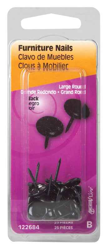 Hillman Large Brass-Plated Black Brass Furniture Nails 25 pk (Pack of 6) - Image 2