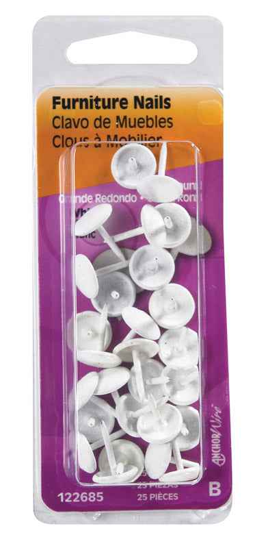 Hillman Large Brass-Plated White Brass Furniture Nails 25 pk (Pack of 6) - Image 2