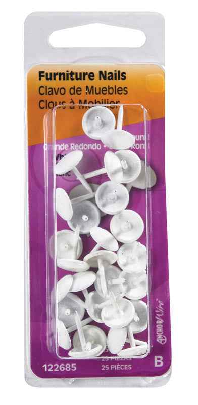 Hillman Large Brass-Plated White Brass Furniture Nails 25 pk (Pack of 6) - Image 3