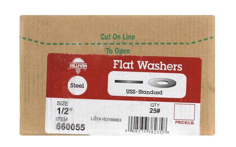 Hillman Zinc-Plated Steel 1/2 in. USS Flat Washer 650 pk - Image 6