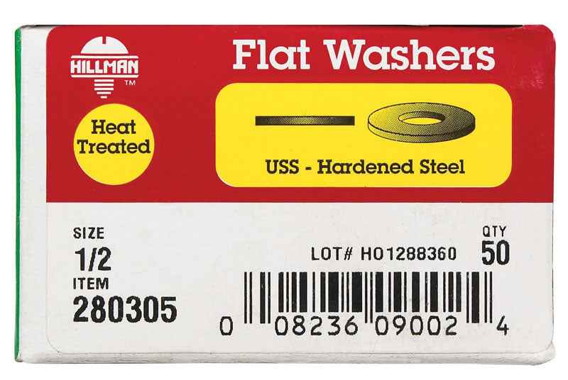 Hillman Yellow Dichromate Steel 1/2 in. USS Flat Washer 50 pk - Image 4