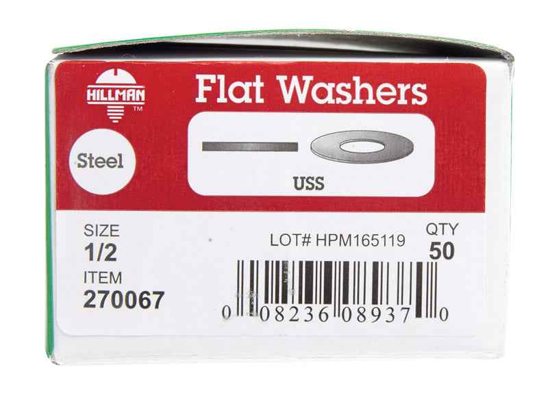 Hillman Zinc-Plated Steel 1/2 in. USS Flat Washer 50 pk - Image 3