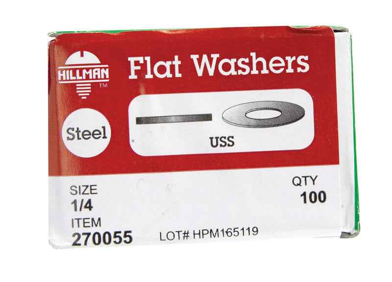 Hillman Zinc-Plated Steel 1/4 in. USS Flat Washer 100 pk - Image 3