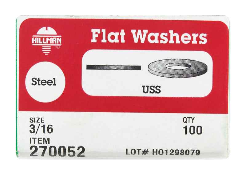 Hillman Zinc-Plated Steel 3/16 in. USS Flat Washer 100 pk - Image 3