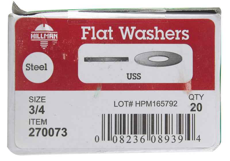 HIllman Zinc-Plated Steel 3/4 in. USS Flat Washer 20 pk - Image 3