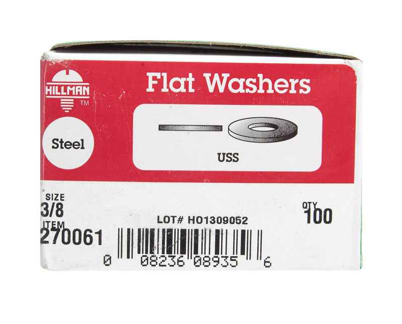 Hillman Zinc-Plated Steel 3/8 in. USS Flat Washer 100 pk - Image 3