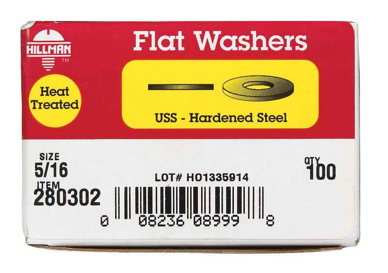 Hillman Yellow Dichromate Steel 5/16 in. USS Flat Washer 100 pk - Image 2
