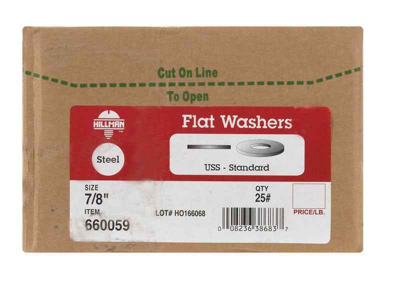 HILLMAN Zinc-Plated Steel 7/8 in. USS Flat Washer 160 pk - Image 2