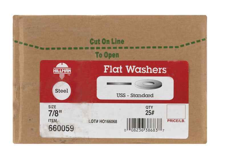 HILLMAN Zinc-Plated Steel 7/8 in. USS Flat Washer 160 pk - Image 4