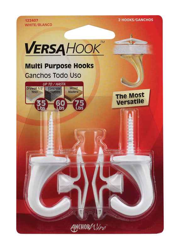 Hillman White Versa Hook Small for General Household Applications 35 lbs. Capacity  (Pack of 5) - Image 3
