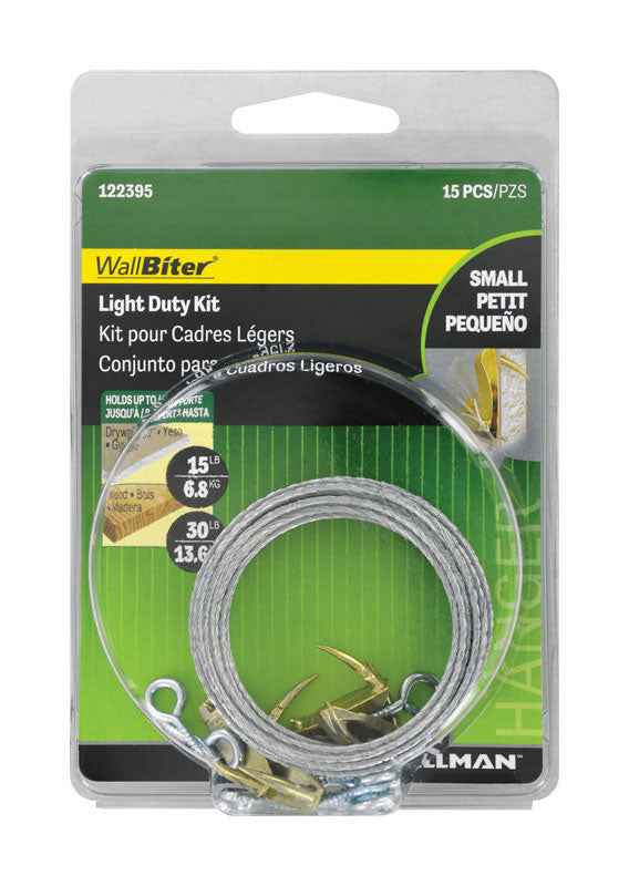 Hillman WallBiter Brass-Plated Silver Light Duty Picture Hook Kit 30 lb. 5 pk (Pack of 5) - Image 3