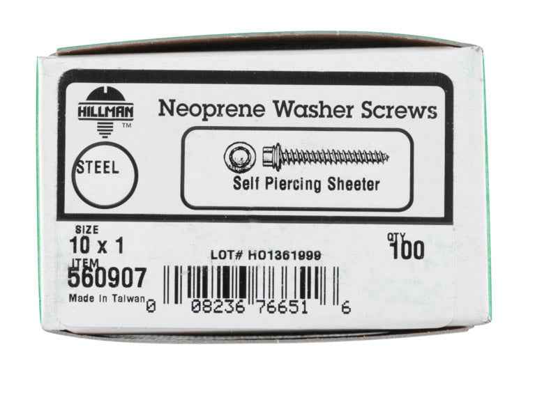 HILLMAN No. 10 Ga. X 1 in. L Hex Hex Head Screws w/Washers 100 pk - Image 2
