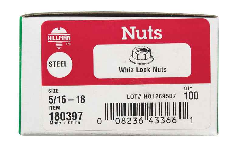 HILLMAN 5/16 in. Zinc-Plated Steel USS Whiz Lock Nut 1 pk - Image 2