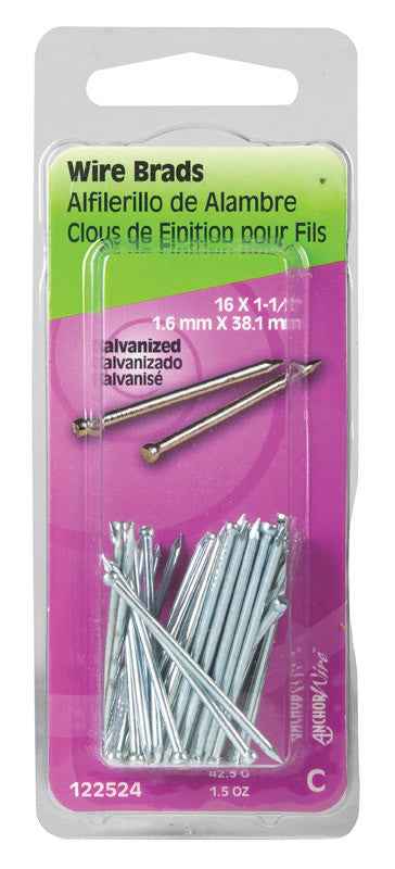 Hillman 16 Ga. x 1-1/2 in. L Galvanized Steel Brad Nails 1 pk 1.5 oz. (Pack of 6) - Image 2