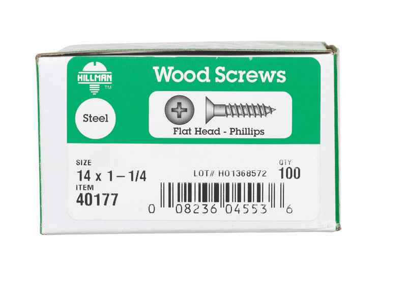 HILLMAN No. 14 X 1-1/4 in. L Phillips Zinc-Plated Coarse Wood Screws 100 pk - Image 2
