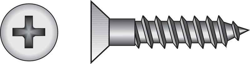 HILLMAN No. 6 X 1-3/4 in. L Phillips Zinc-Plated Coarse Wood Screws 100 pk