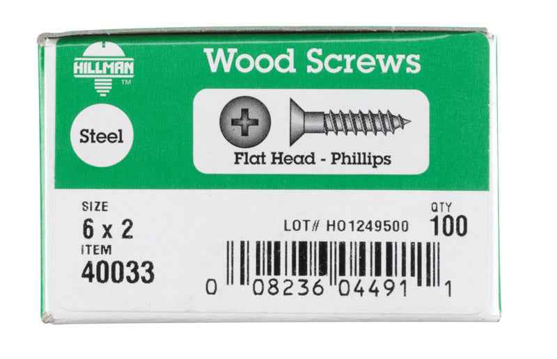 Hillman No. 6 X 2 in. L Phillips Zinc-Plated Wood Screws 100 pk - Image 3