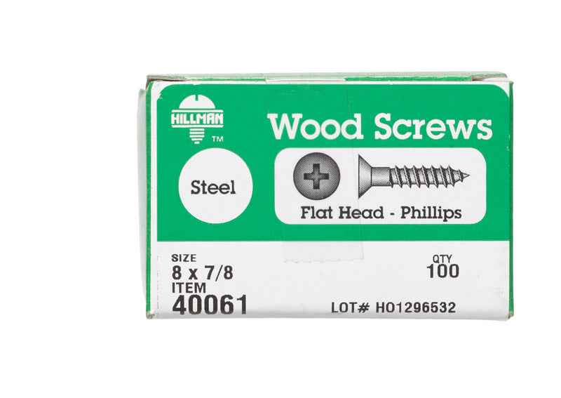 HILLMAN No. 8 X 7/8 in. L Phillips Zinc-Plated Coarse Wood Screws 100 pk - Image 2