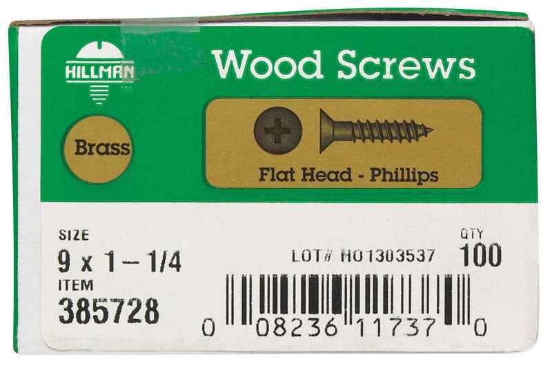 HILLMAN No. 9 X 1-1/4 in. L Phillips Coarse Wood Screws 1 pk - Image 2