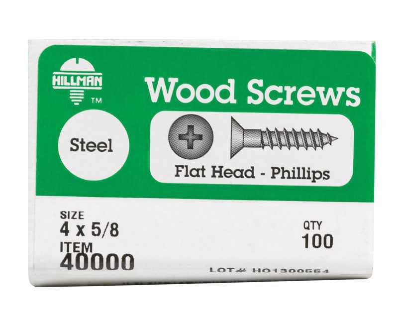 Hillman No. 4 X 5/8 in. L Phillips Zinc-Plated Wood Screws 100 pk - Image 3