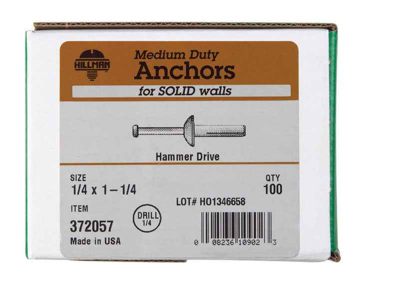 Hillman 1/4 in. D X 1-1/4 in. L Steel Mushroom Head Hammer Drive Anchor 100 pk - Image 3