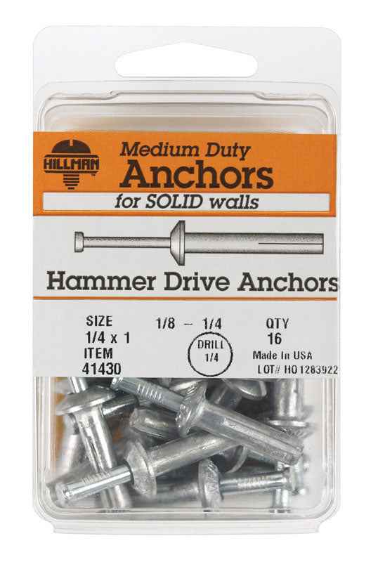 Hillman 1/4 in. Dia. x 1 in. L Zinc Round Head Hammer Drive Anchor 16 pk (Pack of 5) - Image 2