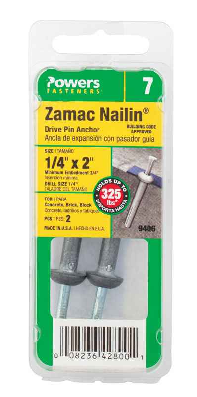 Hillman 1/4 in. Dia. x 2 in. L Zinc Round Head Hammer Drive Anchor 2 pk (Pack of 6) - Image 2