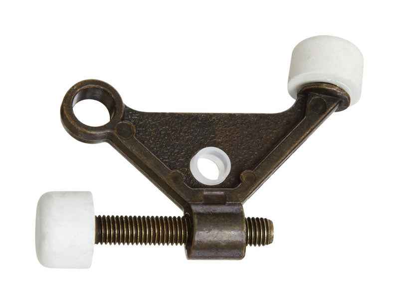 National Hardware Zinc w/Rubber Tip Antique Brass Bronze Hinge Pin Door Stop Mounts to door - Image 2