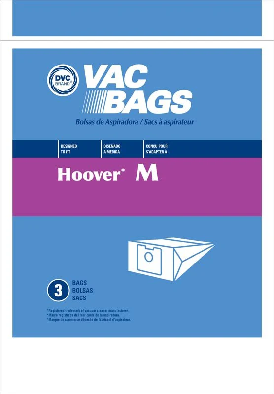 Hoover Style M Canister Paper Vacuum Bags by DVC, Generic 3 Pack #406821