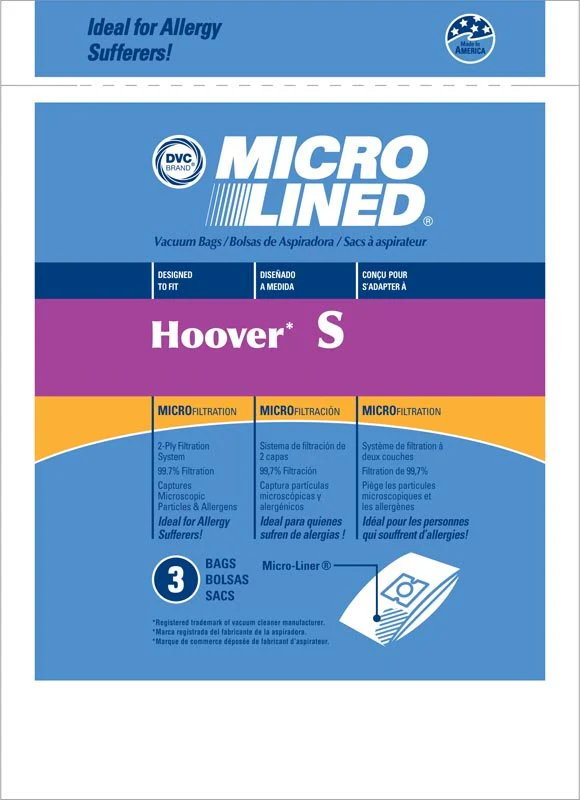 Hoover Style S Micro-Lined Paper Vacuum Bags Generic 3 pack 446947