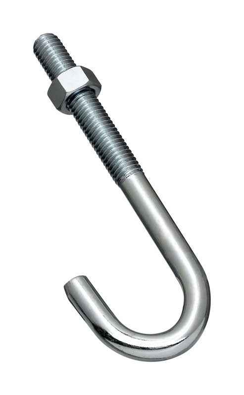 National Hardware Zinc-Plated Silver Steel 6 in. L J-Bolt 1 pk - Image 2