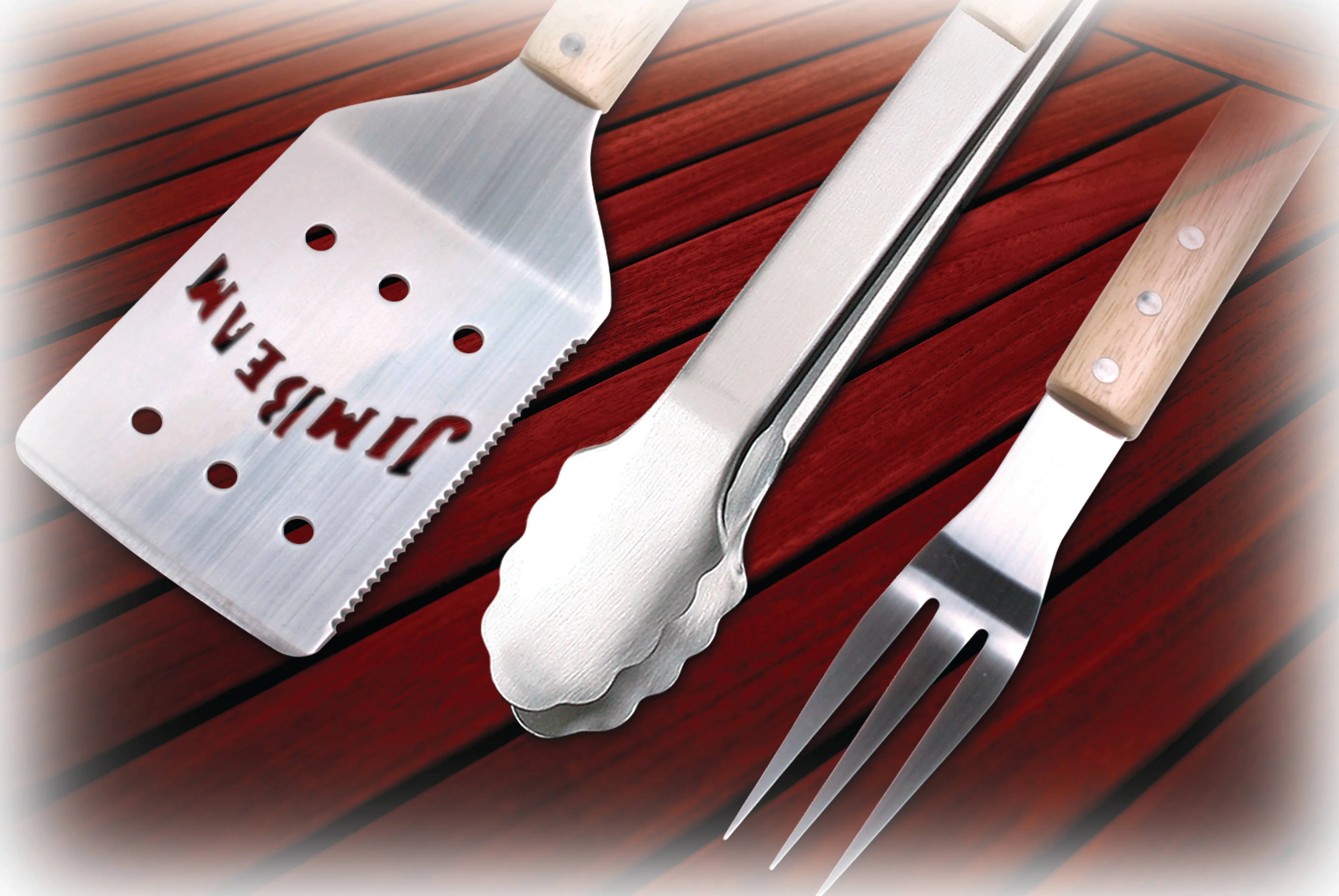 Jim Beam 3-Piece Grilling Tool Set with Wooden Handles - Image 5