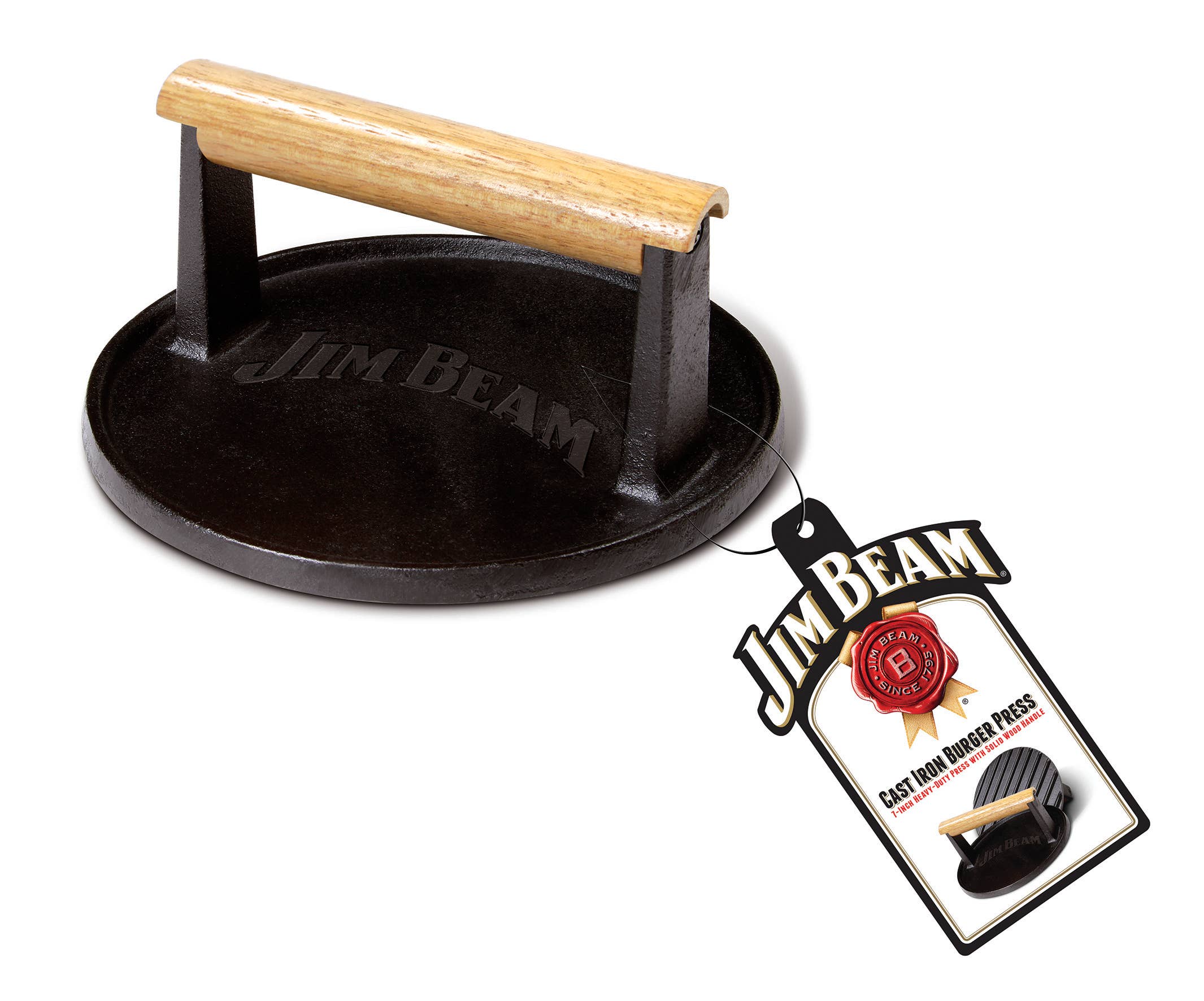 Jim Beam Cast Iron 7" Burger Press. - Image 3