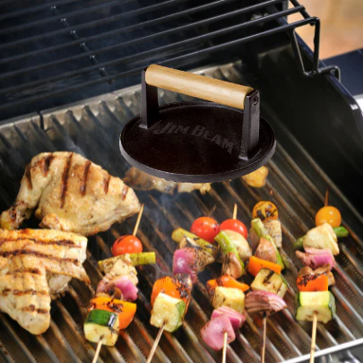 Jim Beam Cast Iron 7" Burger Press. - Image 8