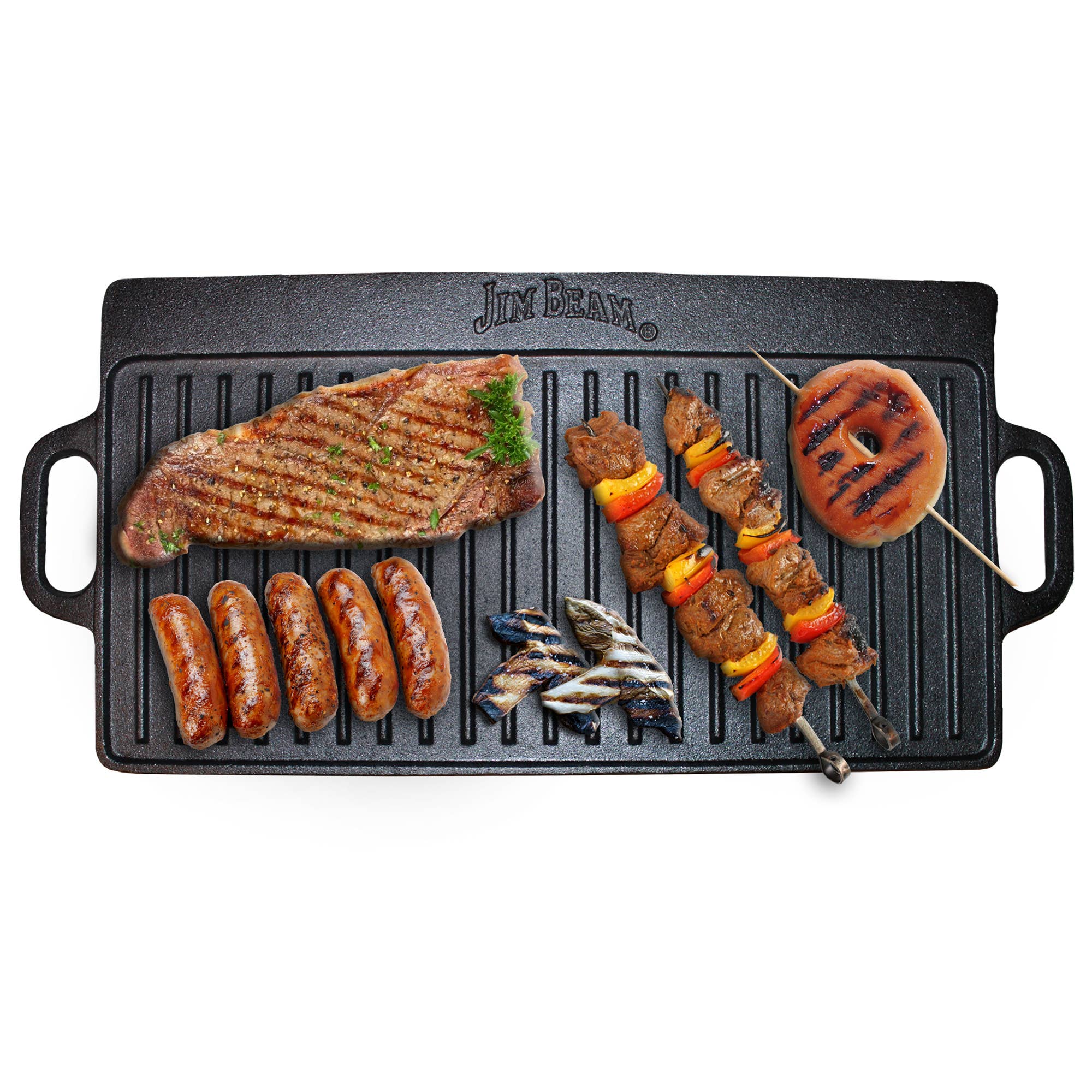 Jim Beam Pre Seasoned Double Sided Cast Iron Griddle Pan - Image 4