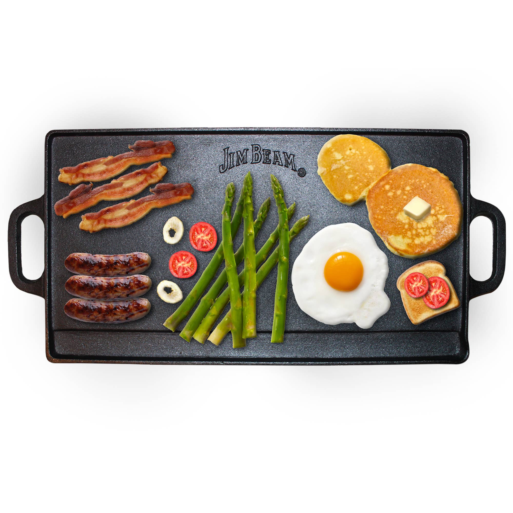 Jim Beam Pre Seasoned Double Sided Cast Iron Griddle Pan - Image 5
