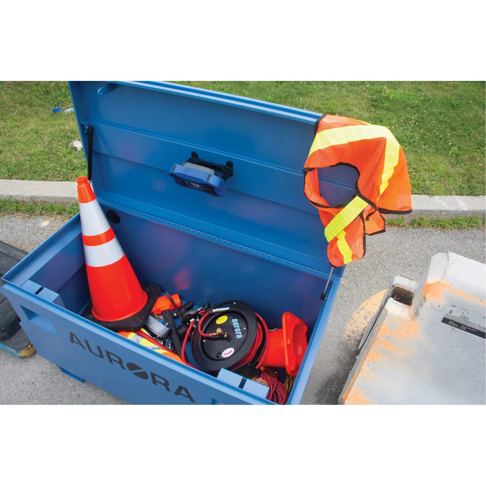 Jobsite Tool Box, 60" x 24" x 27-1/2", Steel, Blue - Image 10