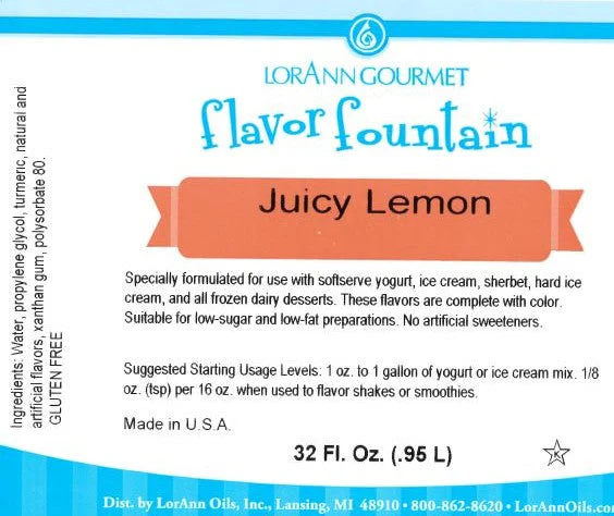 Juicy Lemon Flavor Fountain - 4 oz. - 32 oz. - Ice Cream and Beverage Flavors - LorAnn Oils - Canadian Distribution - Ships Free Within Canada on Orders Above CAD $199 - Image 3